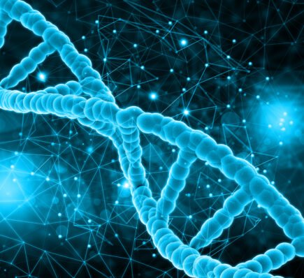 Close-up 3D illustration of DNA strands highlighting genetic mutations linked to cancer risk